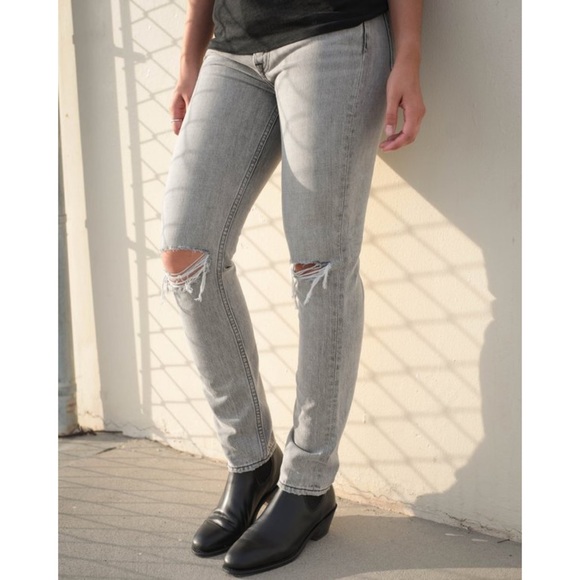 GRLFRND The Karolina High Rise Distressed Ripped Jeans in Lead Size 25 - Picture 4 of 12